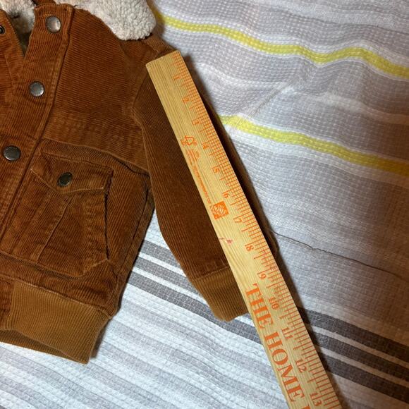 Genuine Kids OshKosh Corduroy Sherpa Lined Snap Button Jacket Rust Brown Sz 12M - Picture 6 of 8
